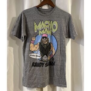 WWE Mens Randy Macho‎ Man Savage Short Sleeve Heather Gray Tee Size Medium